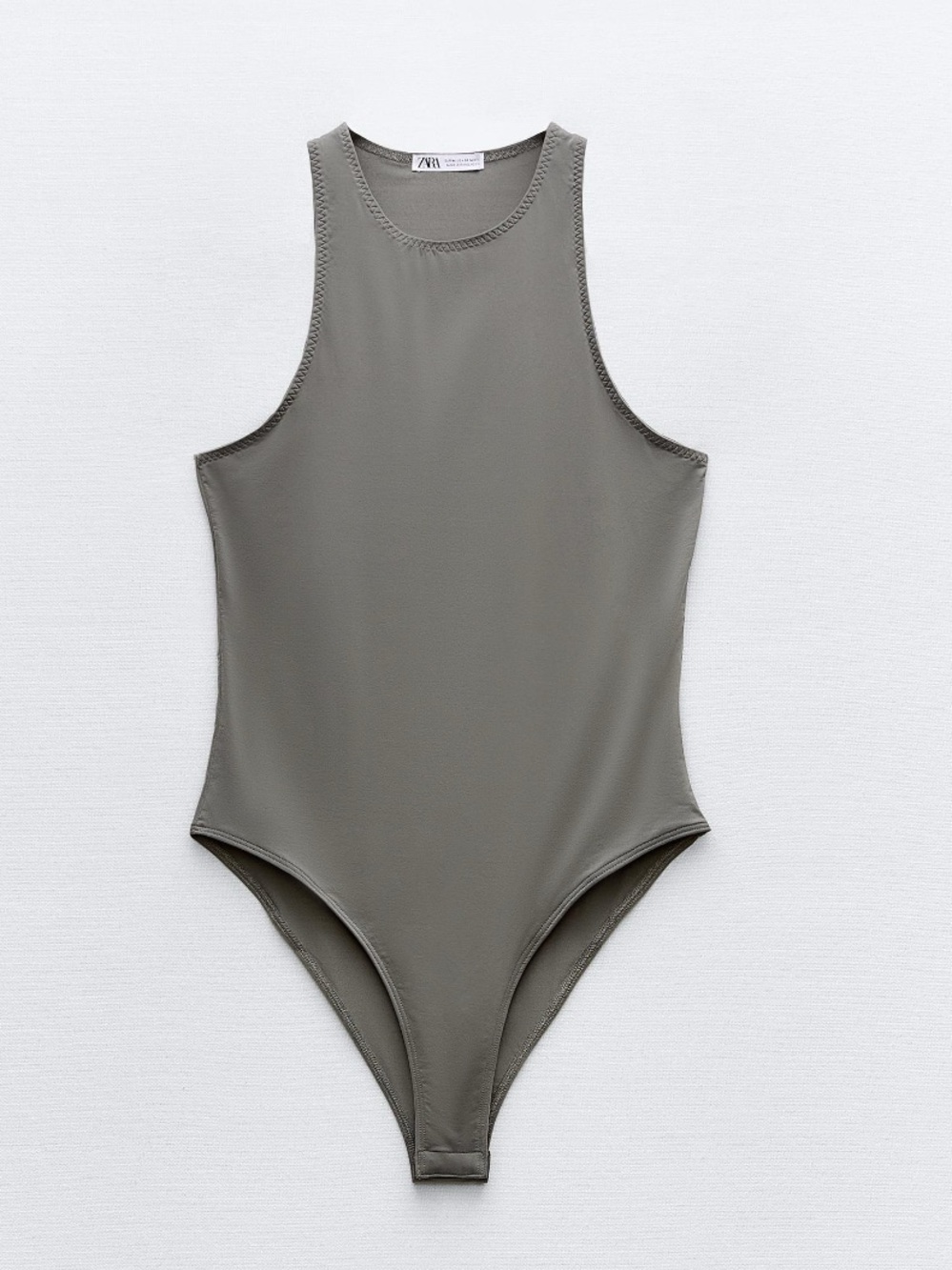 Zara Gray Sleeveless Scoop Neck Bodysuit